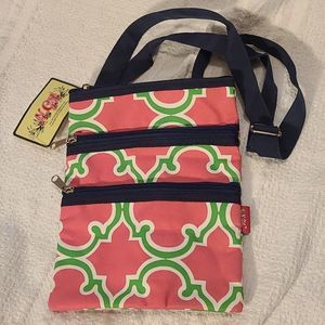 NWT Ngil Canvas Small Hipster Crossbody Bag Pink Green Navy